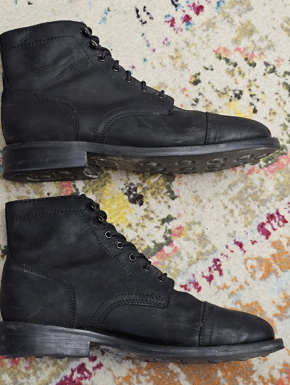 Thursday Boot Co Captain Black Matte Leather Cap Toe Boots Mens Size 9 Lace Up - Picture 4 of 11